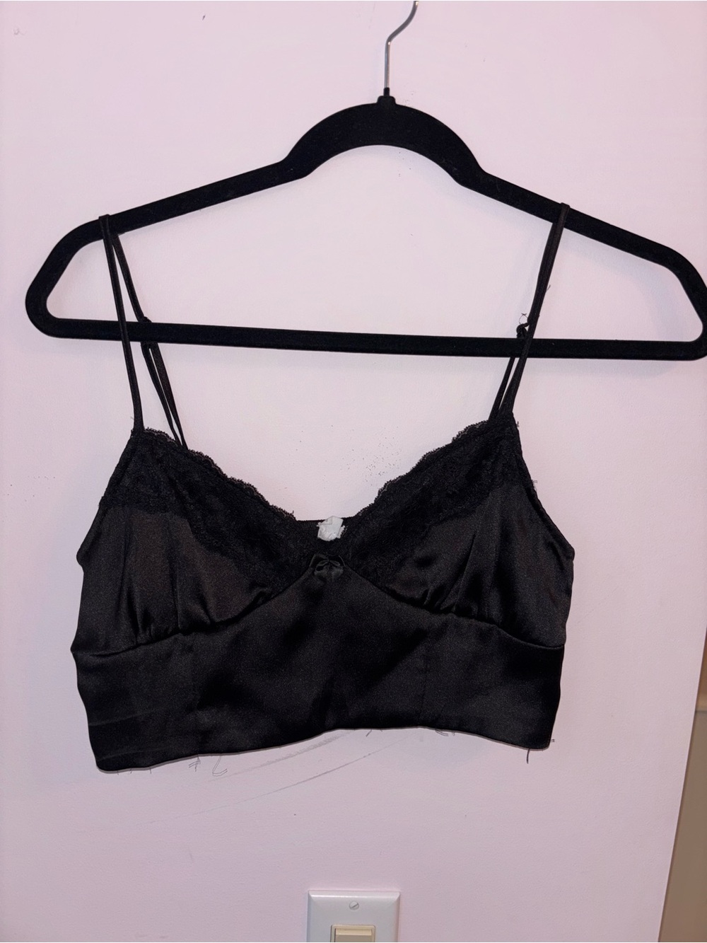 Garage Black Satin Lace Bralette